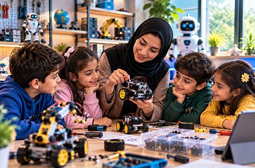 تدریس رباتیک به کودکان در کلاس آموزشی