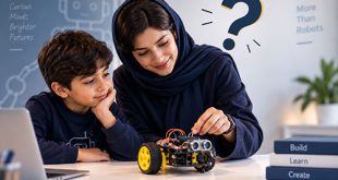 مربی رباتیک در حال تدریس رباتیک به کودکان و نوجوانان