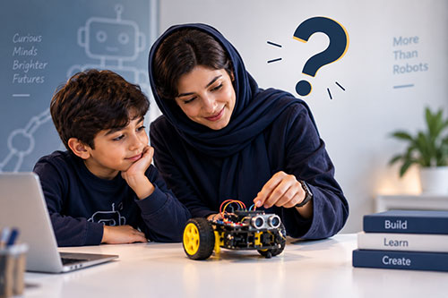 مربی رباتیک در حال تدریس رباتیک به کودکان و نوجوانان