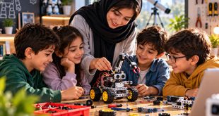 مربی رباتیک در حال آموزش رباتیک به کودکان